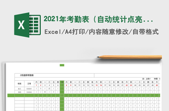2021年考勤表（自動統(tǒng)計點亮行列）