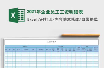 2021年企業(yè)員工工資明細表