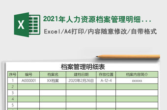 2021年人力資源檔案管理明細表