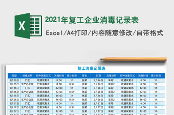 2021年復工企業消毒記錄表