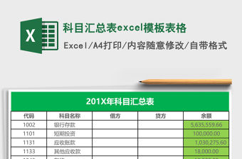 科目匯總表excel模板表格