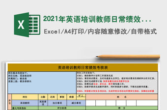 2021年英語培訓教師日常績效考核表