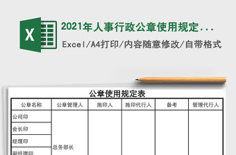 2021年人事行政公章使用規定表