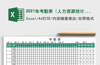 2021年考勤表（人力資源統(tǒng)計(jì)）