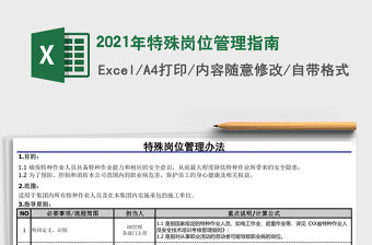 2021年特殊崗位管理指南