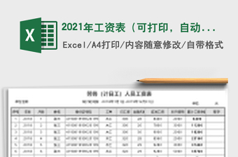 2021年工資表（可打印，自動(dòng)計(jì)算，篩選）