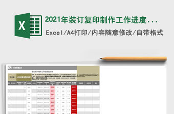 2021年裝訂復(fù)印制作工作進(jìn)度監(jiān)控表