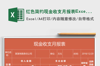 紅色簡(jiǎn)約現(xiàn)金收支月報(bào)表Excel圖表模板