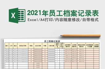 2021年員工檔案記錄表