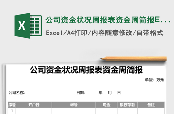 公司資金狀況周報(bào)表資金周簡(jiǎn)報(bào)Execl表格