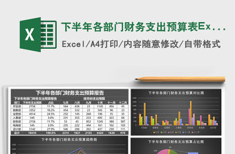 下半年各部門財務支出預算表Excel模板