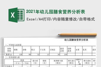 2021年幼兒園膳食營養(yǎng)分析表