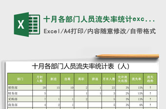十月各部門人員流失率統計excel表