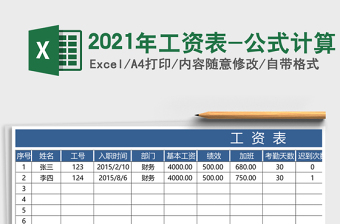 2021年工資表-公式計(jì)算
