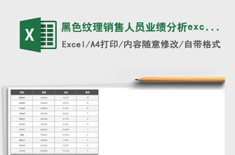 黑色紋理銷售人員業績分析excel模板