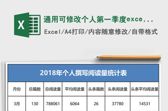 通用可修改個人第一季度excel表模板