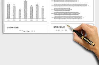 2021年黑白極簡圖表模板 財務營銷報表人力資源