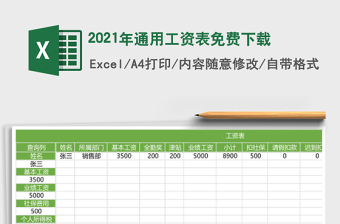 2021年通用工資表免費(fèi)下載