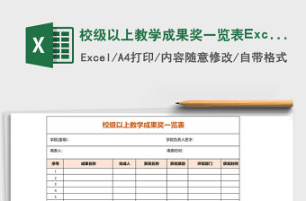 校級以上教學(xué)成果獎一覽表Excel表