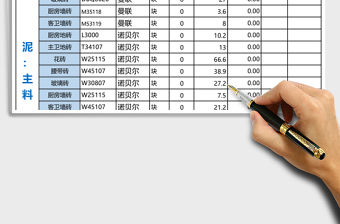泥工材料試算清單excel表格模板
