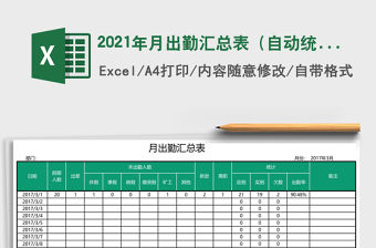 2021年月出勤匯總表（自動統計）