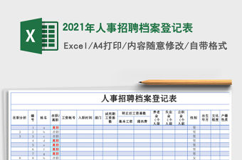 2021年人事招聘檔案登記表