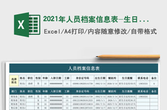 2021年人員檔案信息表-生日提醒