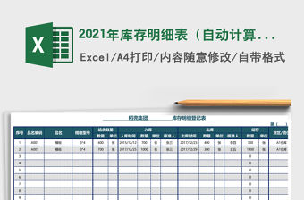 2021年庫存明細表（自動計算，可打印，購銷存一目了然）