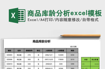 商品庫齡分析excel模板