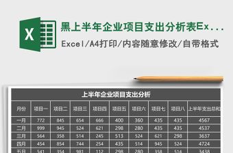 黑上半年企業項目支出分析表Excel模板