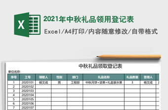 2021年中秋禮品領用登記表
