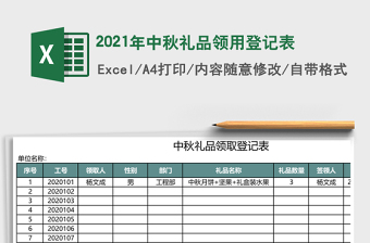 2021年中秋禮品領(lǐng)用登記表
