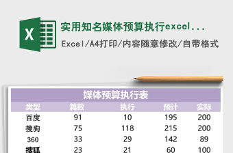 實用知名媒體預算執行excel表模板