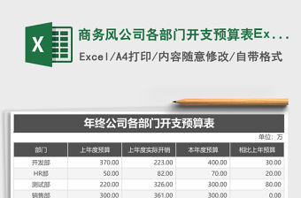 商務(wù)風(fēng)公司各部門(mén)開(kāi)支預(yù)算表Excel模板