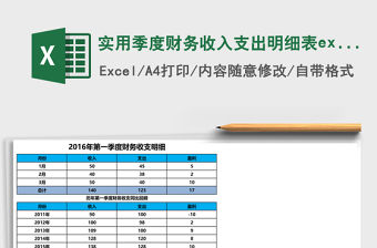 實用季度財務收入支出明細表excel模板表格