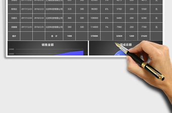 黑色立體銷售提成表excel模板