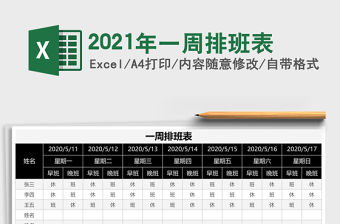 2021年一周排班表