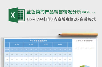 藍色簡約產品銷售情況分析excel模板