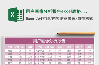 用戶畫像分析報告excel表格模板