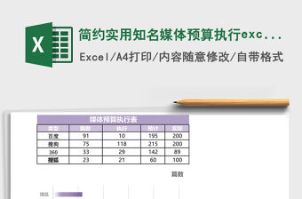 簡約實用知名媒體預算執行excel表模板