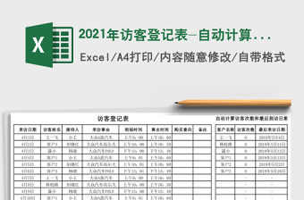 2021年訪客登記表-自動計算訪客次數(shù)和最后到訪日期