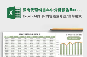 微商代理銷售年中分析報告Excel模板簡
