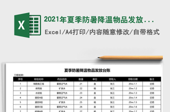 2021年夏季防暑降溫物品發(fā)放臺賬