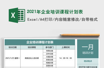 2021年企業培訓課程計劃表