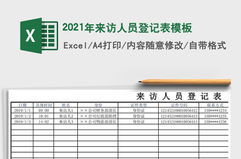 2021年來訪人員登記表模板