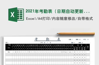 2021年考勤表（日期自動更新，自動統(tǒng)計）