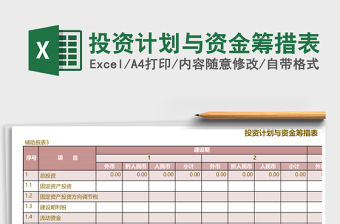 投資計劃與資金籌措表
