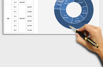 商品分類銷售明細統(tǒng)計環(huán)形餅形圖excel表格模板