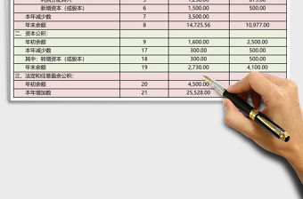 所有者權益增減變動報表Execl表格