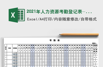 2021年人力資源考勤登記表-函數(shù)計算統(tǒng)
